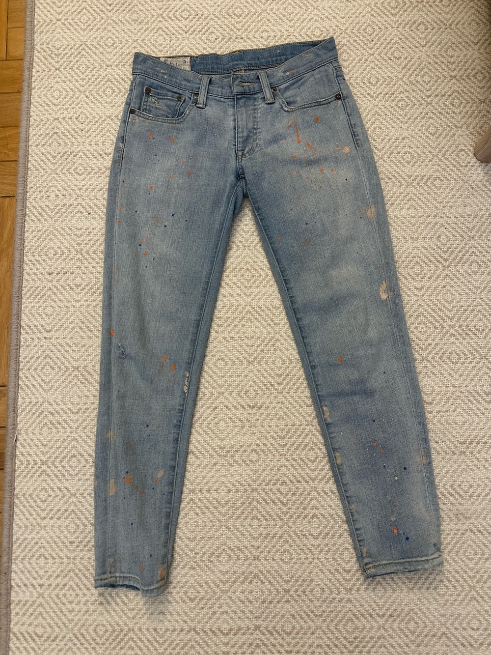 Polo Ralph Lauren Light Wash Paint-Splatter Tompkin Skinny Jeans